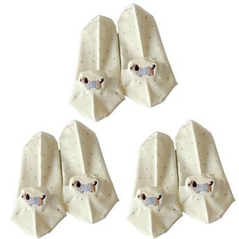Women's 3-Pair No-Show Socks with Embroidered Dog Design and Soft Knit Low-Cut Fit