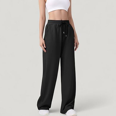 Women's Wide Leg Lounge Pants with Elastic Waistband and Adjustable Drawstring Closure
