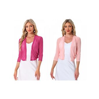 2 Packs Mesh Shrug for Women's Elegant 3/4 Sleeve Open Front Sheer Bolero Cardigan