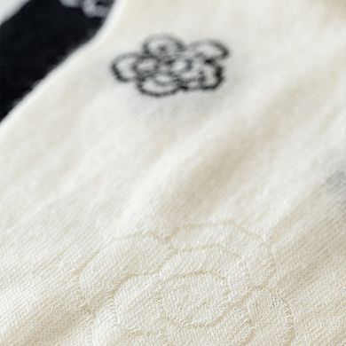 Women's 3-Pack Sheer Floral Embroidered Socks with Contrast Ruffle Cuff and Delicate Flower Accents