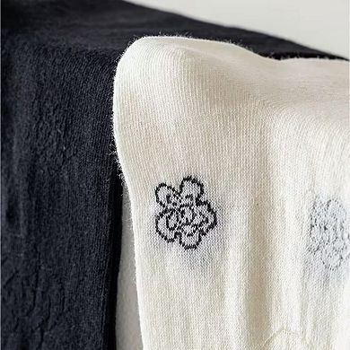 Women's 3-Pack Sheer Floral Embroidered Socks with Contrast Ruffle Cuff and Delicate Flower Accents