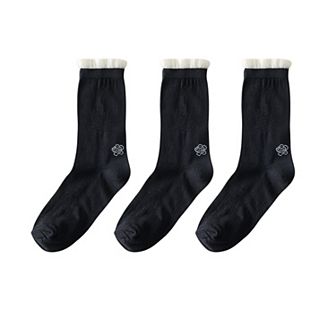 Women's 3-Pack Sheer Floral Embroidered Socks with Contrast Ruffle Cuff and Delicate Flower Accents