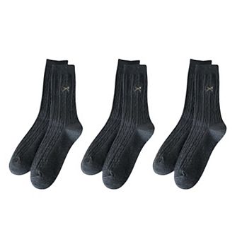 Women's 3-Pack Ribbed Crew Socks with Subtle Flecked Texture and Mini Embroidered Bow Accent
