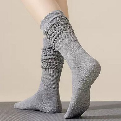 Women's 3-Pack Scrunch Grip Socks with Non-Slip Sole Soft Stretch Fabric and Ribbed Ankle Design