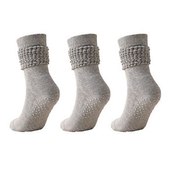 Women's 3-Pack Scrunch Grip Socks with Non-Slip Sole Soft Stretch Fabric and Ribbed Ankle Design