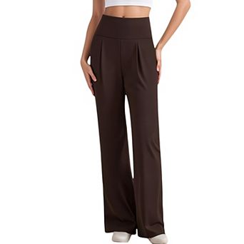 Women's High Waist Wide Leg Pants with Front Pleat Detail