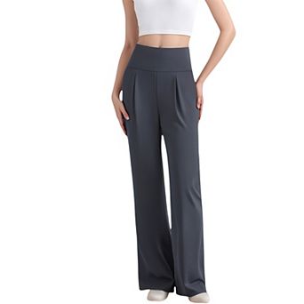 Women's High Waist Wide Leg Pants with Front Pleat Detail