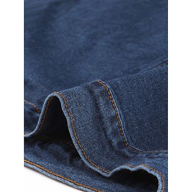 2 Packs Women's Casual Short Sleeves Button Cropped Denim Jacket