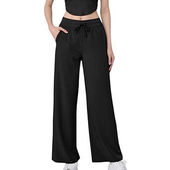 Women's High Waist Wide Leg Pants with Drawstring Waist and Front Pockets