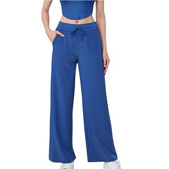 Women's High Waist Wide Leg Pants with Drawstring Waist and Front Pockets