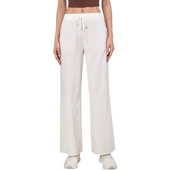 Women's High Waist Wide Leg Pants with Drawstring Waist and Front Pockets