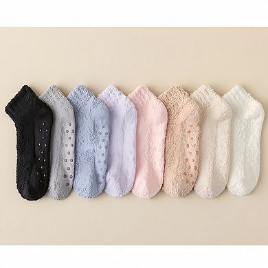 Women's 3-Pack Non-Slip Plush Fuzzy Ankle Socks with Grips and Soft Cozy Texture