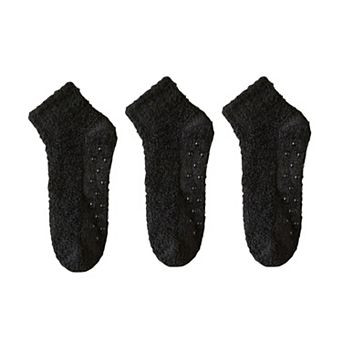 Women's 3-Pack Non-Slip Plush Fuzzy Ankle Socks with Grips and Soft Cozy Texture