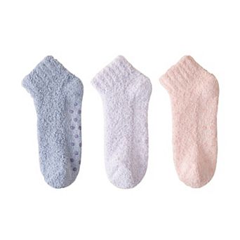 Women's 3-Pack Non-Slip Plush Fuzzy Ankle Socks with Grips and Soft Cozy Texture