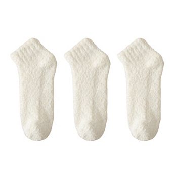 Women's 3-Pack Non-Slip Plush Fuzzy Ankle Socks with Grips and Soft Cozy Texture