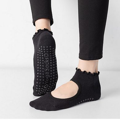 Women's 3-Pack Non-Slip Ballet Cut Ankle Socks with Grip Soles for Yoga or Daily Wear