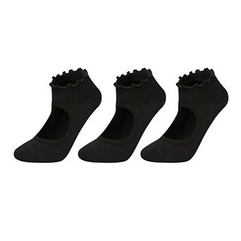 Women's 3-Pack Non-Slip Ballet Cut Ankle Socks with Grip Soles for Yoga or Daily Wear