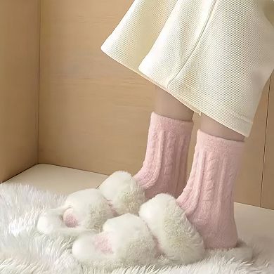 Women's 4 Pairs Cable Knit Quarter Socks Soft Stretch Fabric Cozy Everyday Wear