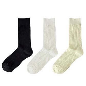 Women's 3-Pair Ribbed Crew Socks with Embroidered Bow Knit Texture in Neutral Shades