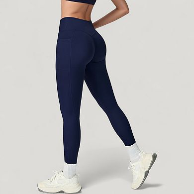 Women's High Waist Crossover Lounge Leggings with Full Length Slim Fit and Flattering Waistband