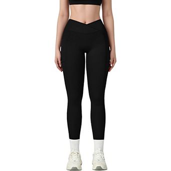 Women's High Waist Crossover Lounge Leggings with Full Length Slim Fit and Flattering Waistband