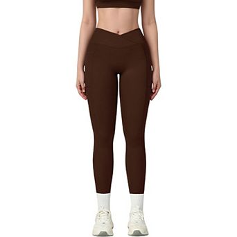 Women's High Waist Crossover Lounge Leggings with Full Length Slim Fit and Flattering Waistband