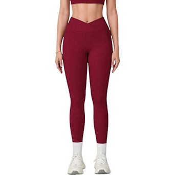Women's High Waist Crossover Lounge Leggings with Full Length Slim Fit and Flattering Waistband