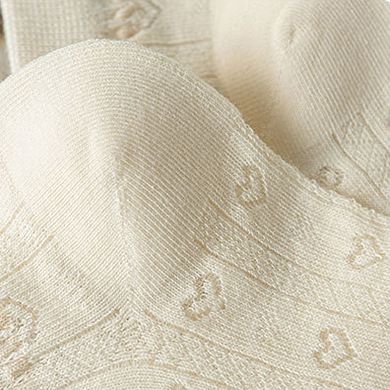 Women's 5-Pair Knit Ankle Socks with Delicate Heart Pattern and Ruffled Cuff Detail