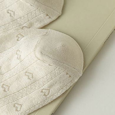 Women's 5-Pair Knit Ankle Socks with Delicate Heart Pattern and Ruffled Cuff Detail