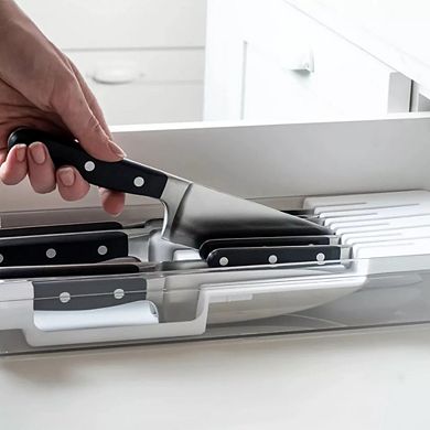 OU In Drawer Knife Organizer, Compact Knife Holder, Utensil Storage Drawer Insert, Kitchen Organizer