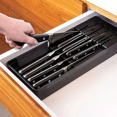 OU In Drawer Knife Organizer, Compact Knife Holder, Utensil Storage Drawer Insert, Kitchen Organizer