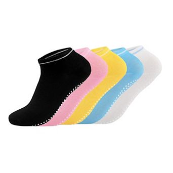 Women's 5-Pack Ankle Grip Socks with Non-Slip Soles for Everyday Indoor Comfort