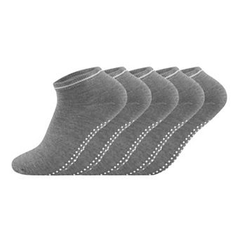 Women's 5-Pack Ankle Grip Socks with Non-Slip Soles for Everyday Indoor Comfort