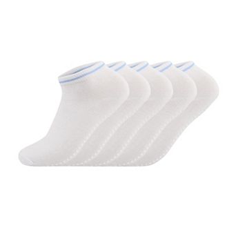 Women's 5-Pack Ankle Grip Socks with Non-Slip Soles for Everyday Indoor Comfort
