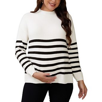 Women's Maternity Sweater Tops Long Sleeve Shirts Side Slit Ribbed Knit Mock Neck Pullover Pregnancy