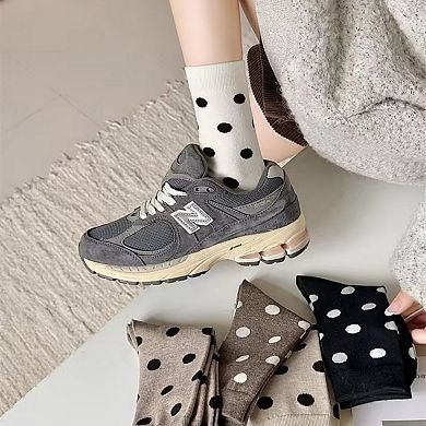Women's 3-Pack Polka Dot Ankle Socks with Soft Knit Texture and Classic Dotted Design