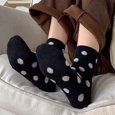 Women's 3-Pack Polka Dot Ankle Socks with Soft Knit Texture and Classic Dotted Design