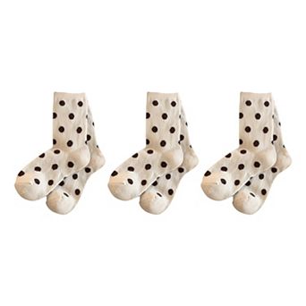 Women's 3-Pack Polka Dot Ankle Socks with Soft Knit Texture and Classic Dotted Design