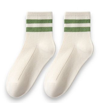 Women's 3-Pair Antibacterial and Breathable Ribbed Ankle Socks with Double Stripe Cuffs