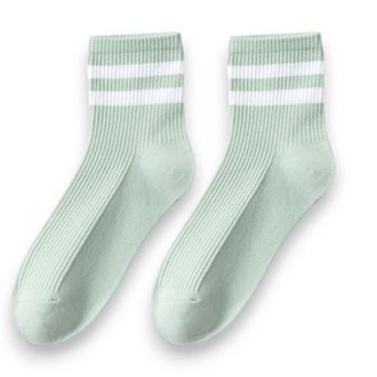 Women's 3-Pair Antibacterial and Breathable Ribbed Ankle Socks with Double Stripe Cuffs