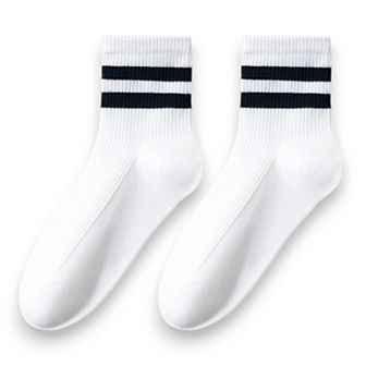 Women's 3-Pair Antibacterial and Breathable Ribbed Ankle Socks with Double Stripe Cuffs