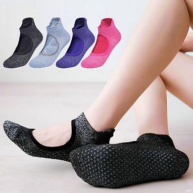 Women's 3-Pack Quarter Cut Ballet Grip Socks with Slightly Shiny Stretch Knit and Anti-Slip Sole