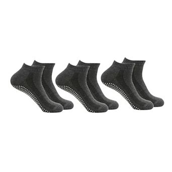Women's Ankle Grip Socks 3-Pack with Textured Soles and Cushioned Knit Design for Indoor Stability