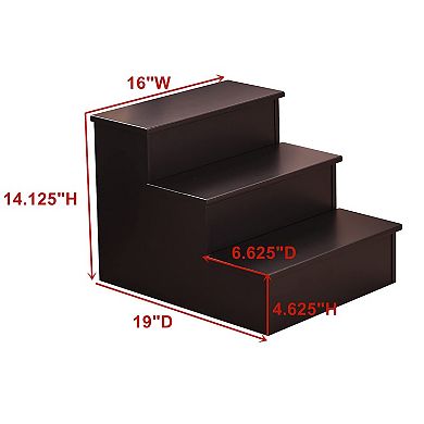 Kings Brand Furniture Darien 3 Step Wood Step Stool for Adults or Kids, Dog Stairs