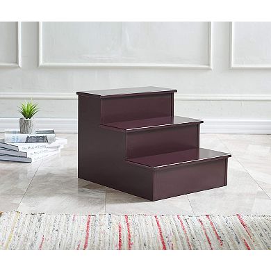 Kings Brand Furniture Darien 3 Step Wood Step Stool for Adults or Kids, Dog Stairs