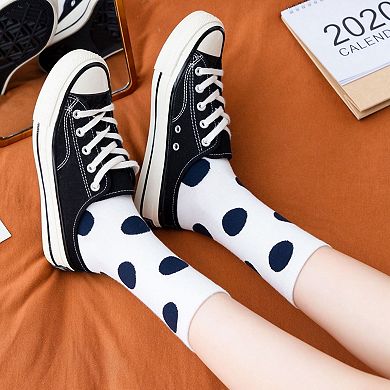 Women's 3-Pack Polka Dot Crew Socks Soft Knit Stretch Fabric Bold Retro Dot Pattern Sock Set