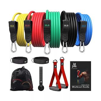 Resistance Bands Set, Stackable Up to 125-150 lbs with Door Anchor, Ankle Straps, Handles and Case