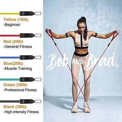 Resistance Bands Set, Stackable Up to 125-150 lbs with Door Anchor, Ankle Straps, Handles and Case