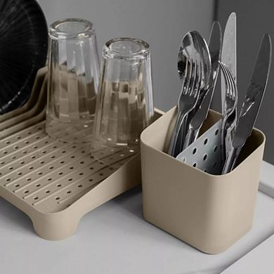 OU Utensil Holder with Removable Divider, Nonslip Cutlery Drainer with Built In Reservoir