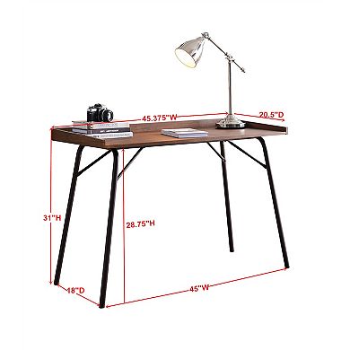 Kings Brand Furniture Charlier Wood Home Office Computer/Writing Desk, Walnut